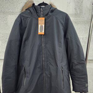 Eddie Bauer Women’s Faux Fur Collar Long Down Parka Coat – Black, XXL, Regular